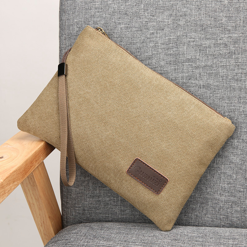 Flap Bag Envelope - ジッパーリストレットバッグ キャンバス ソフト メンズ デイリーユース クラッチバッグ