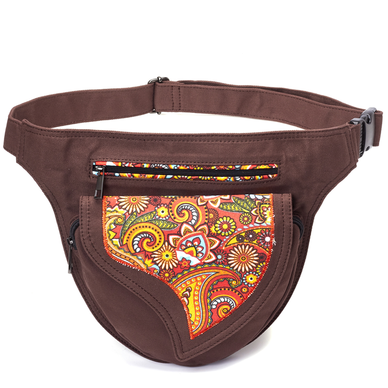 Women'S Bum Bags - Annmouler女性のためのキャンバス生地ファニーパック花のパッチワークベルトバッグ電話ポーチバッグ大ヒップボムバッグ