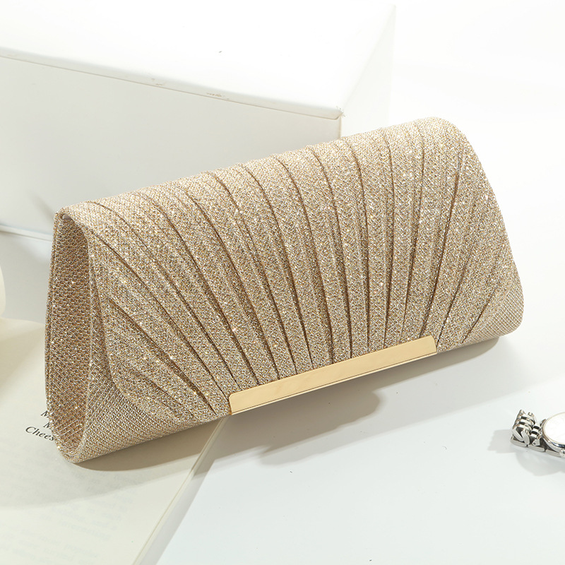 Flap Bag Envelope - シェル模様の光沢のあるイブニングバッグ、ファッショナブルなシングルショルダークラッチ、5つのゴールドエッジ付き、多用途なパーティーや宴会での使用に最適