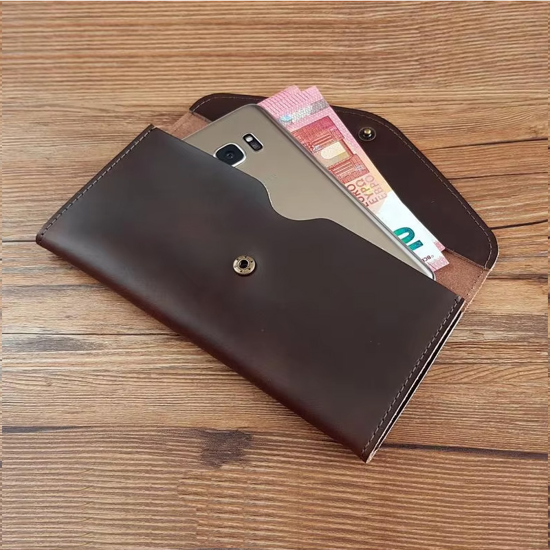 Women Bags Ck - カスタム名入り手作り革製封筒型財布 レディース クラッチバッグ 牛革製 パーソナライズ文字入り トラベルカードホルダー財布