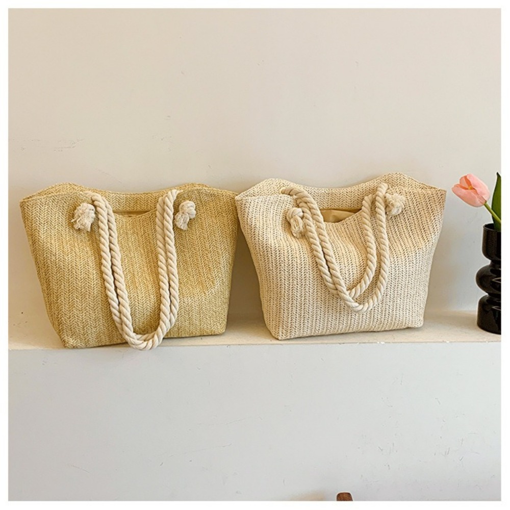 Women'S Raffia Bags - 新しい夏のビーチトートバッグ 大容量 ラフィア ボヘミアン風 トップハンドルバッグ 旅行バッグ