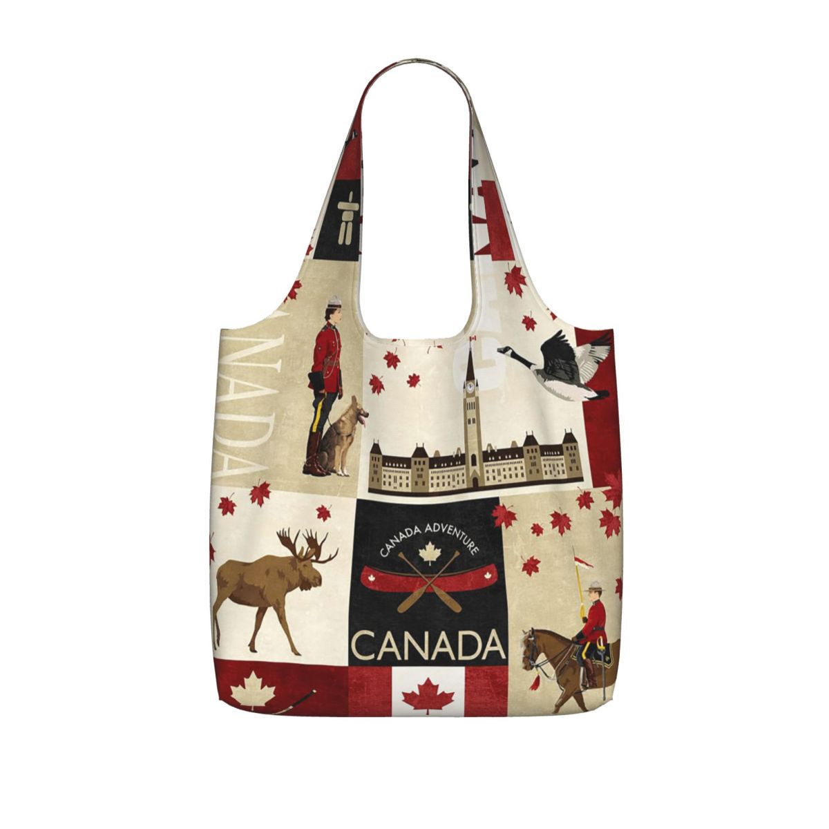 Women Bags Canada - カナダ国旗柄ナショナルカルチャー ショッピングトートバッグ キャンバス製 大容量 ショルダーバッグ ショッパー