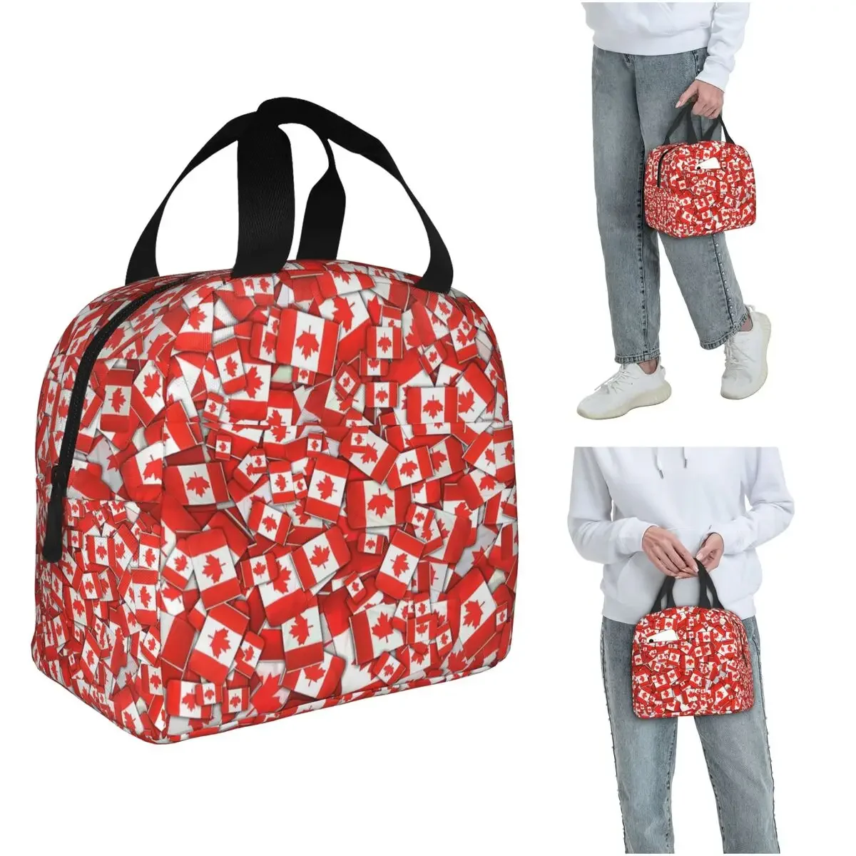Women Bags Canada - カナダ国旗柄断熱ランチバッグ 女性・子供用 ポータブルフードボックス 保温ランチボックストート