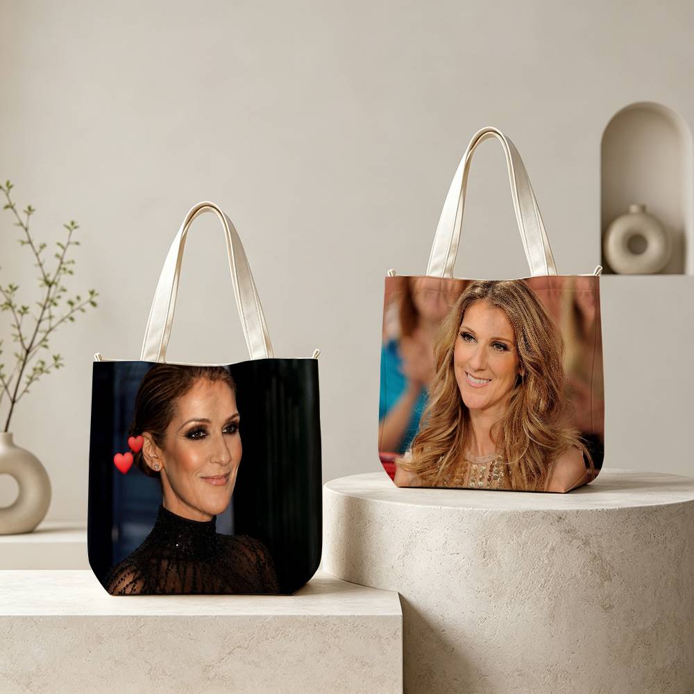 Women Bags Canada - C-C-Celine D-Dion-Canada-Singer トートバッグ 女性用 再利用可能なショッピングトートバッグ ジッパー付きショルダーバッグ