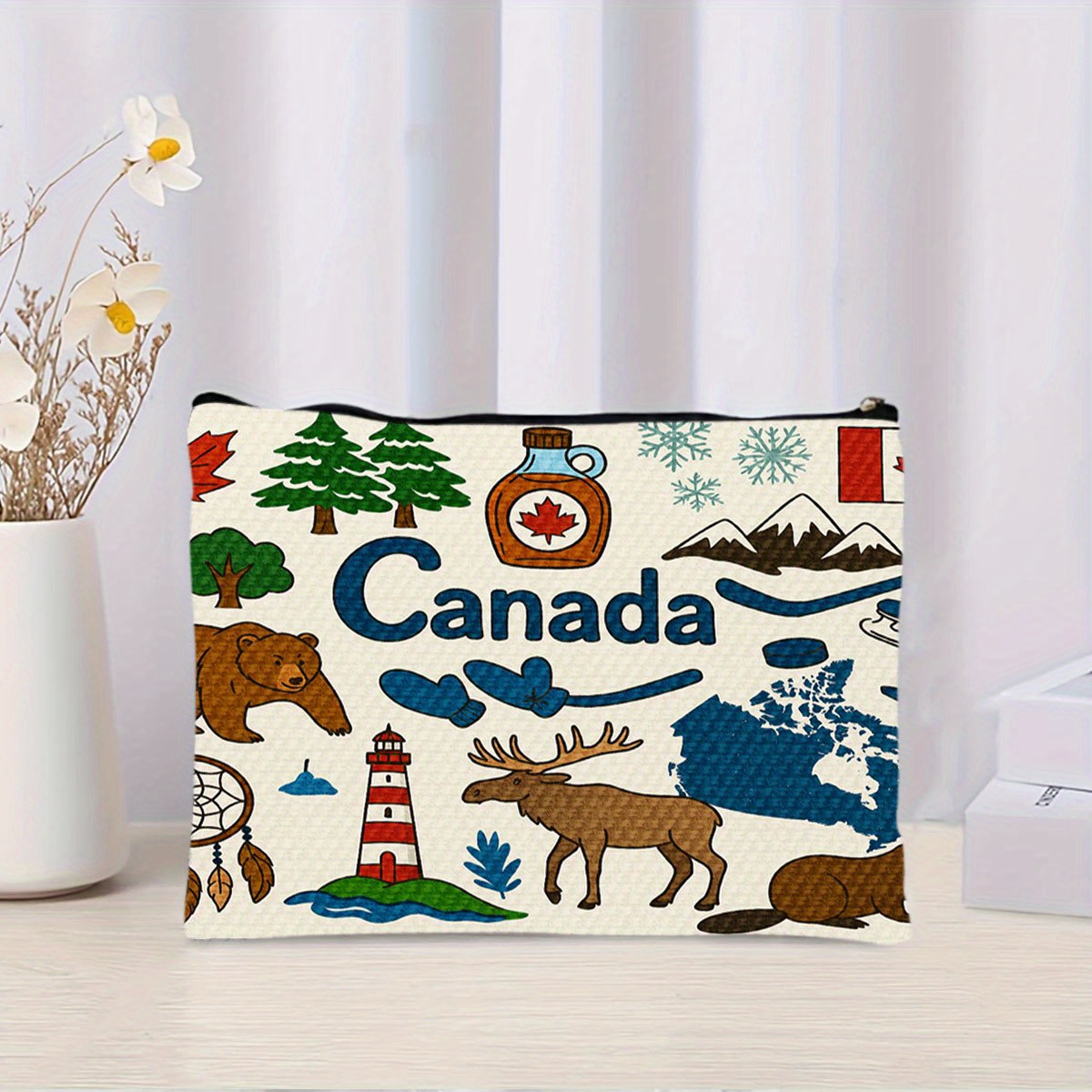Women Bags Canada - カナダをテーマにした化粧品バッグ - 女性用のかわいい多機能ジッパーポーチ、ジュエリー収納バッグ