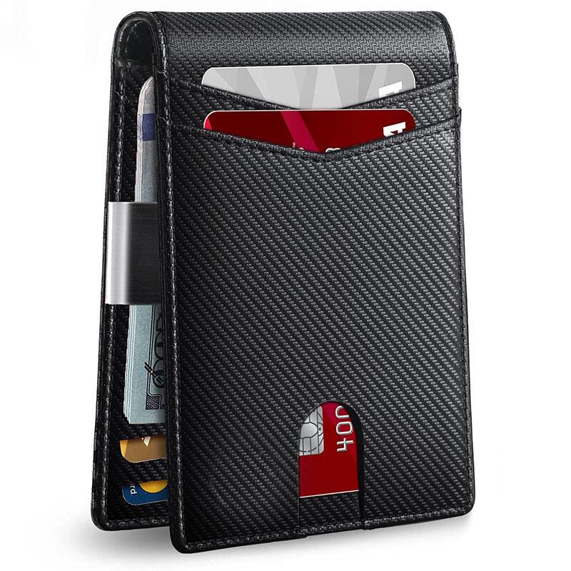 Women Bags Ck - Rfid カーボンファイバー高級メンズ財布マネーバッグスリム薄型マンカードホルダー財布男性用小さな短い財布男性バレット札入れ