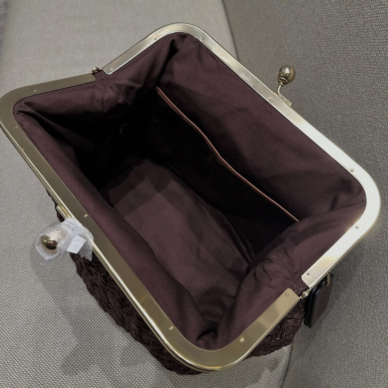 手織りキスロックフレームショルダーラフィアビーチバッグ女性用 - Women'S Raffia Bags のレビューと価格