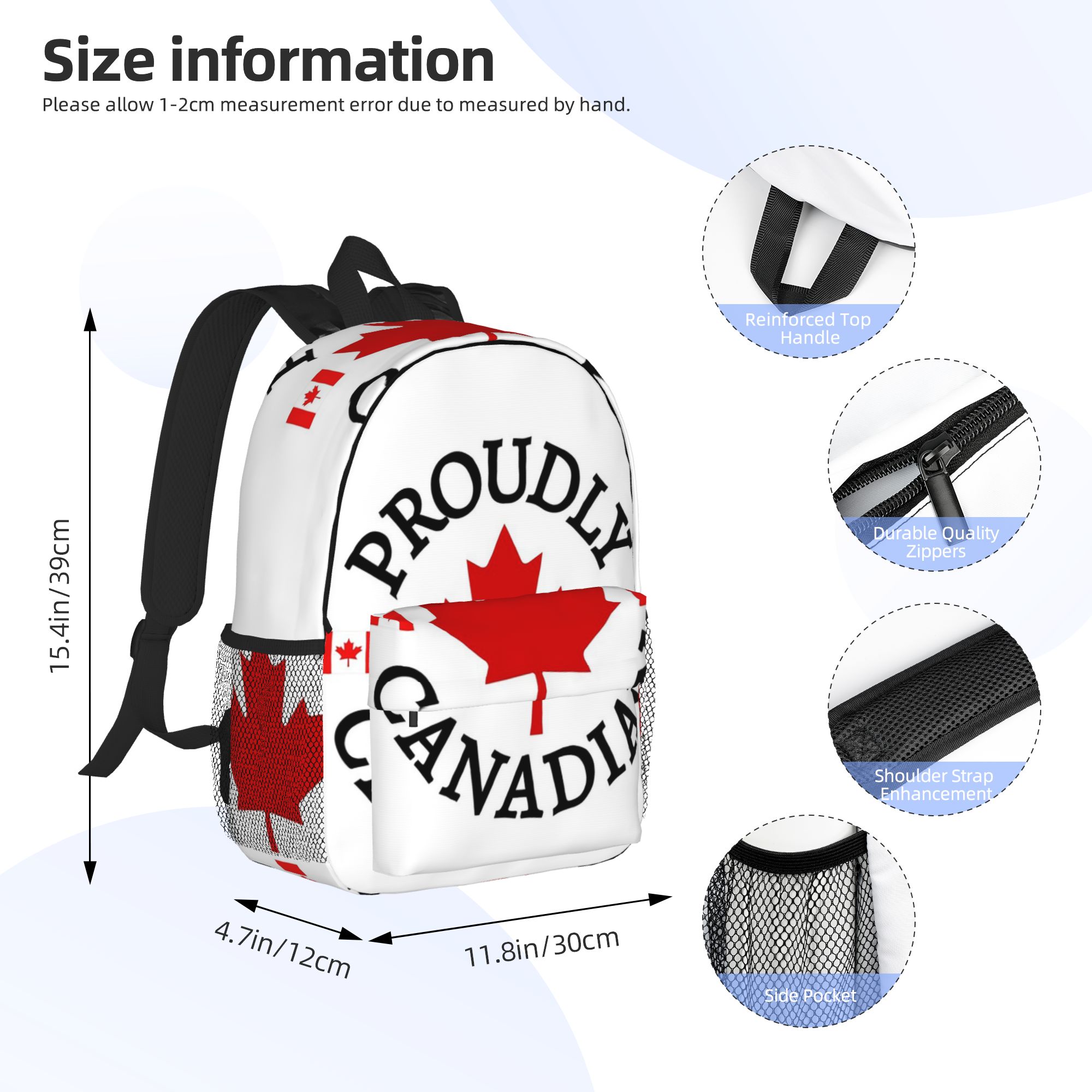 メープルリーフと国旗をあしらった誇り高きカナダ人向けバックパ - Women Bags Canada のレビューと価格