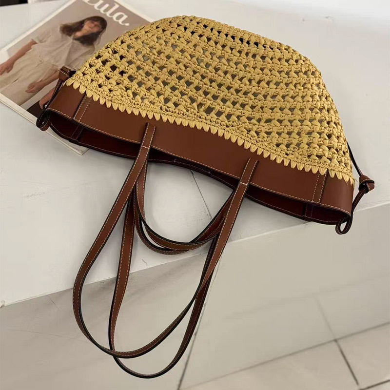 ブランド中空織ビーチバッグニッチファッションショルダー脇の下 - Women'S Raffia Bags のレビューと価格