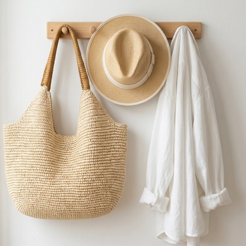 女性用大容量手作りトートバッグ、エレガントな夏のビーチバケー - Women'S Raffia Bags のレビューと価格