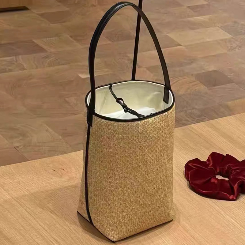 ラフィア編み小型ビーチバケットバッグ レディース 高級デザイ - Women'S Raffia Bags のレビューと価格