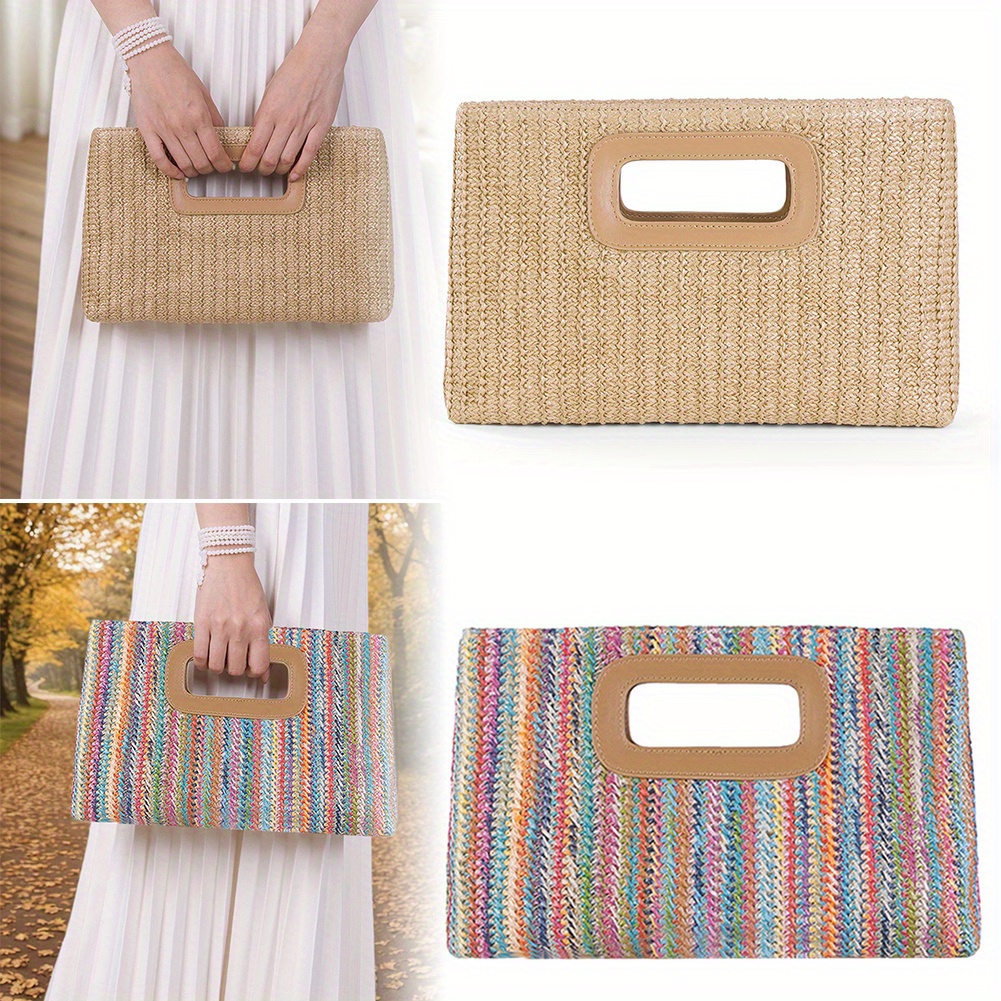 高級クラッチハンドバッグ財布女性のためのわら織ラフィアバッグ - Women'S Raffia Bags のレビューと価格