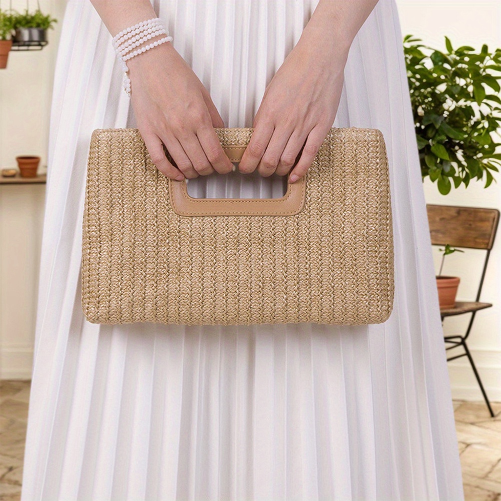 高級クラッチハンドバッグ財布女性のためのわら織ラフィアバッグ - Women'S Raffia Bags のレビューと価格