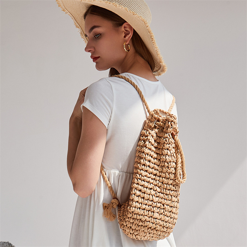 女性のためのカジュアルなストローバッグ,ビーチのショルダーバ - Women'S Raffia Bags のレビューと価格