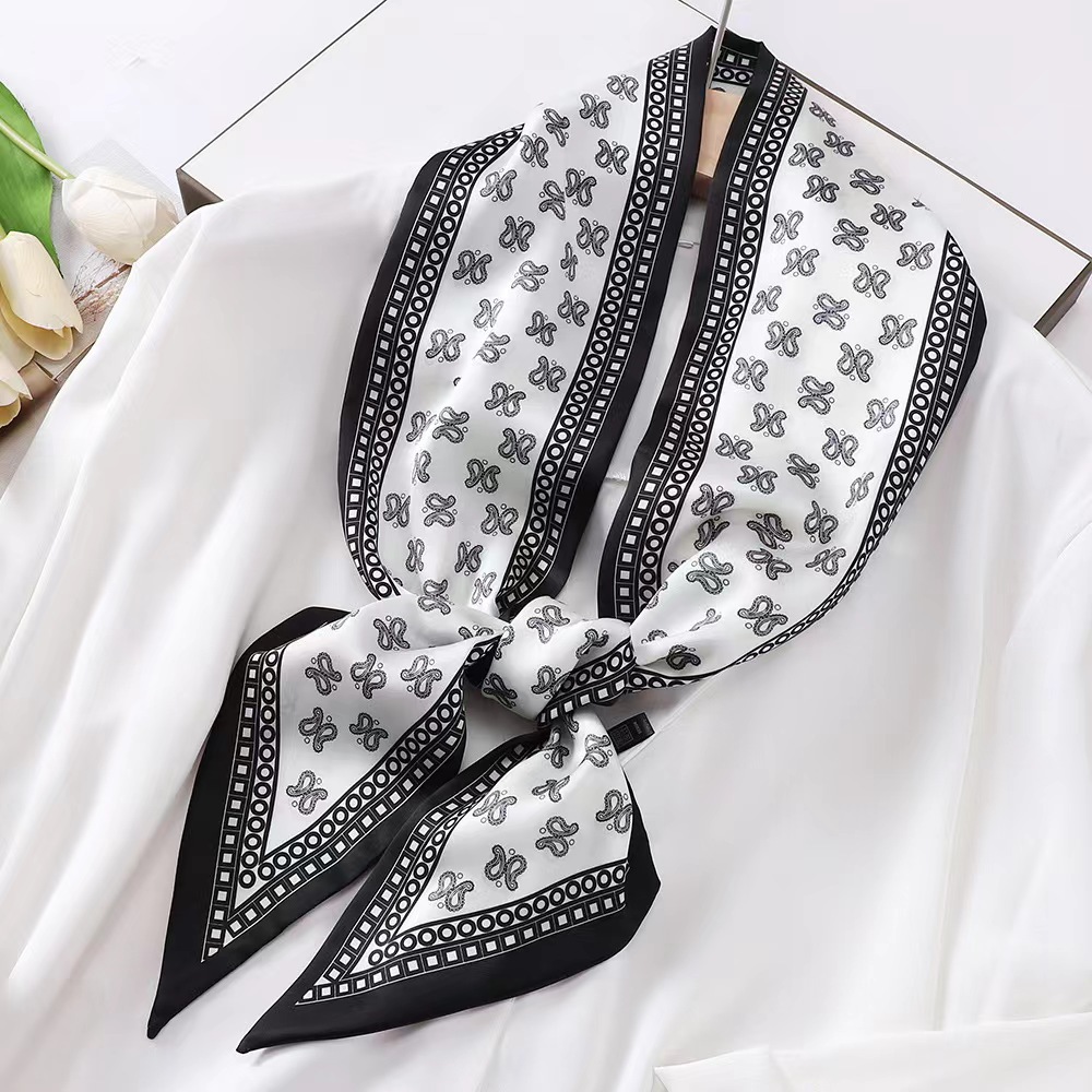 高級ゼブラプリントシルクスクエアスカーフ女性ソフトサテンハン - Women Bags Online のレビューと価格