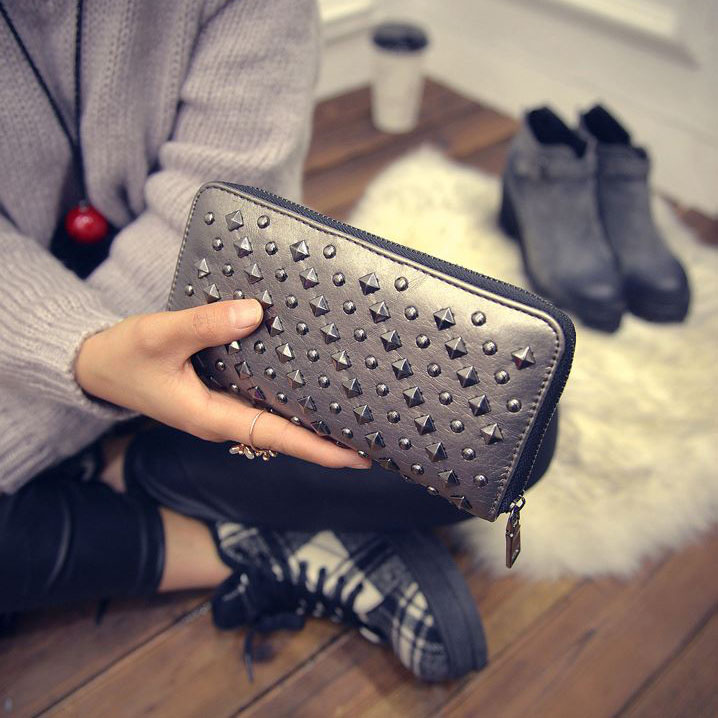 高級財布女性財布デザイナーリベットブランド女性女性財布ビレテ - Women Bags Ck のレビューと価格