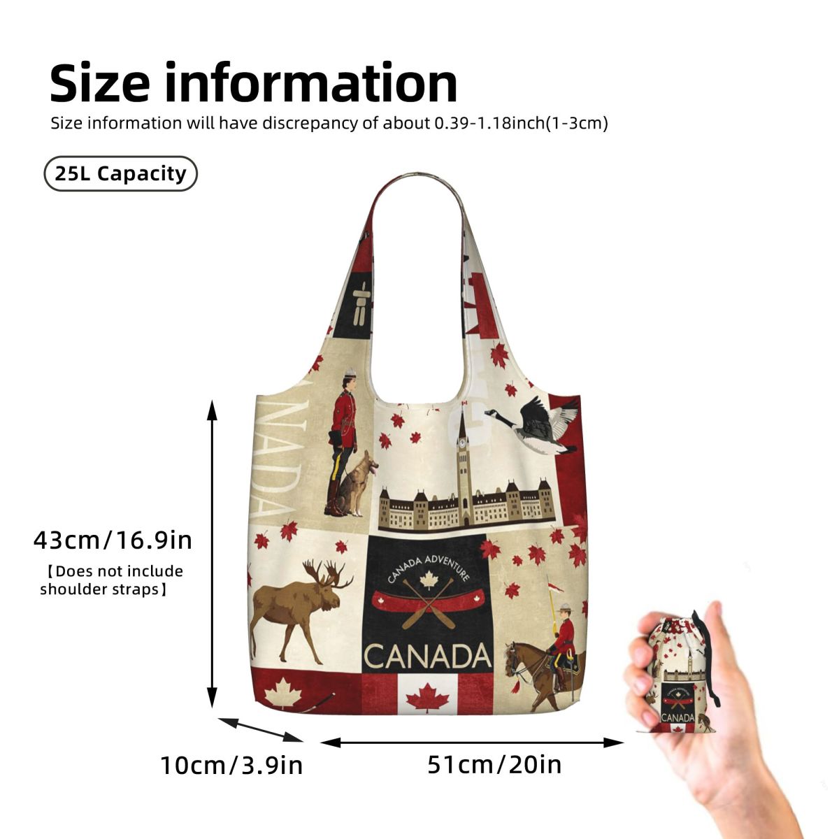カナダ国旗柄ナショナルカルチャー ショッピングトートバッグ  - Women Bags Canada のレビューと価格