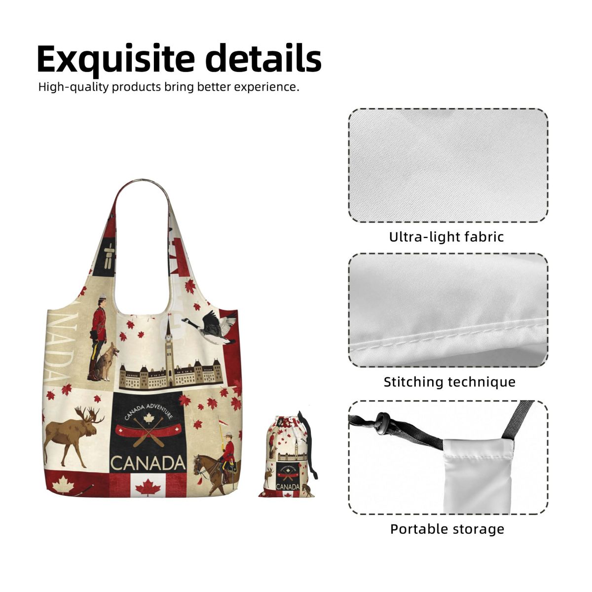 カナダ国旗柄ナショナルカルチャー ショッピングトートバッグ  - Women Bags Canada のレビューと価格