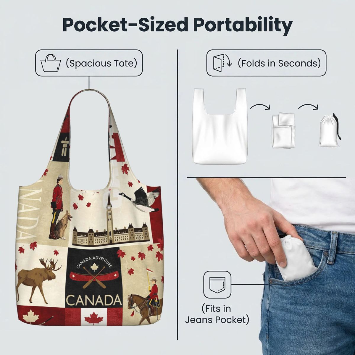 カナダ国旗柄ナショナルカルチャー ショッピングトートバッグ  - Women Bags Canada のレビューと価格