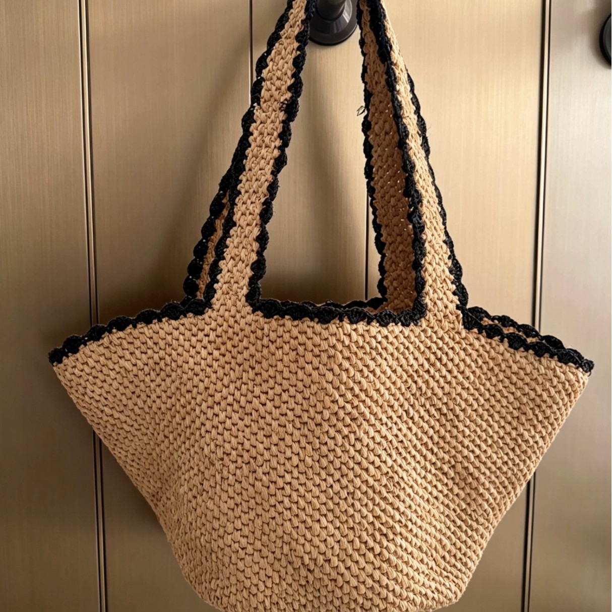 新しいラフィアのリボン付き手編みビーチバッグ、女性用夏の麦わ - Women'S Raffia Bags のレビューと価格