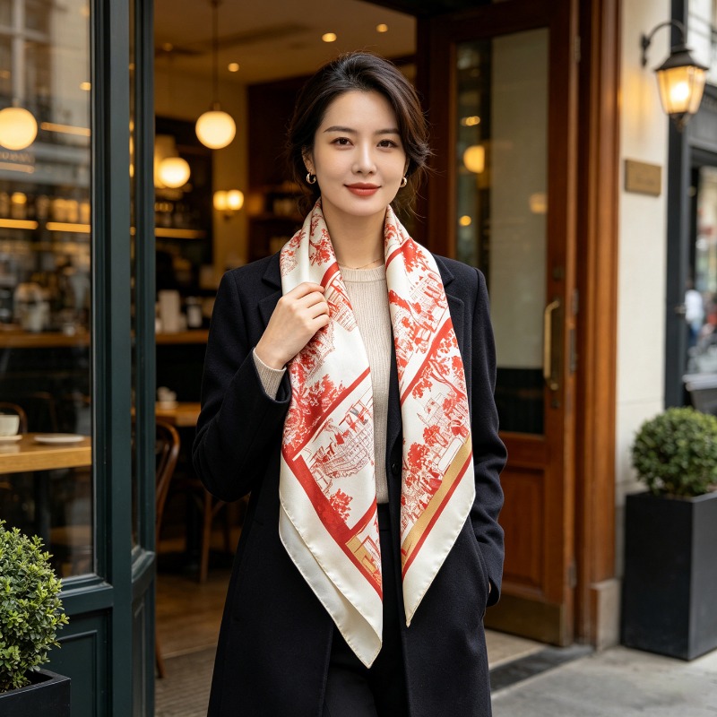 高級100%純粋マルベリーシルクスクエアスカーフ90X90c - Women Bags Online のレビューと価格