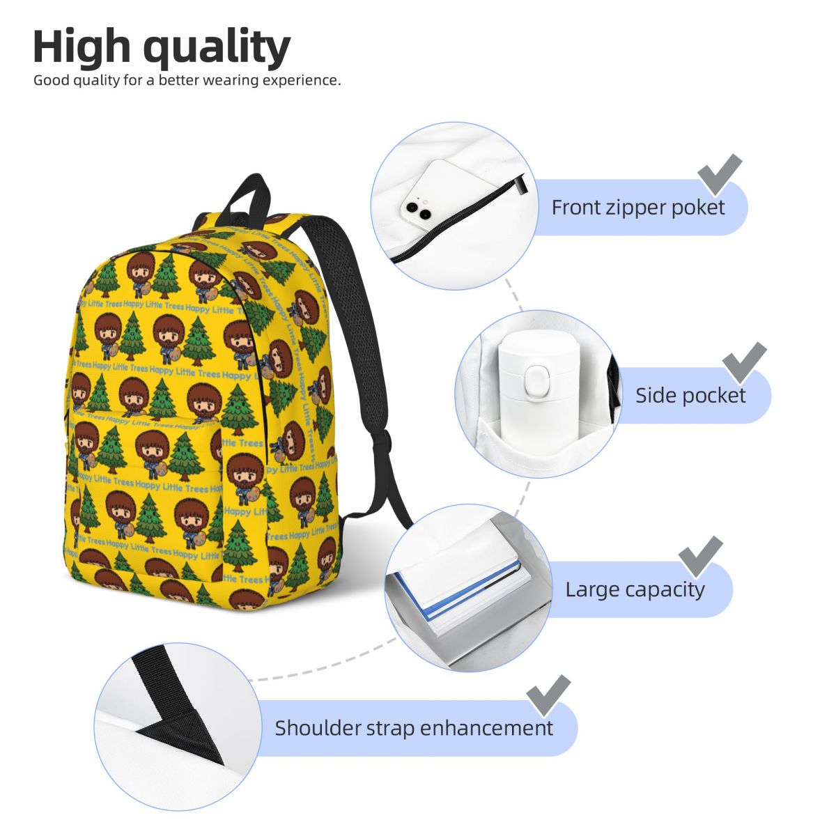 ハッピーリトルツリー (ボブ・ロス) 学生バックパック スク - Women Bags Ross のレビューと価格