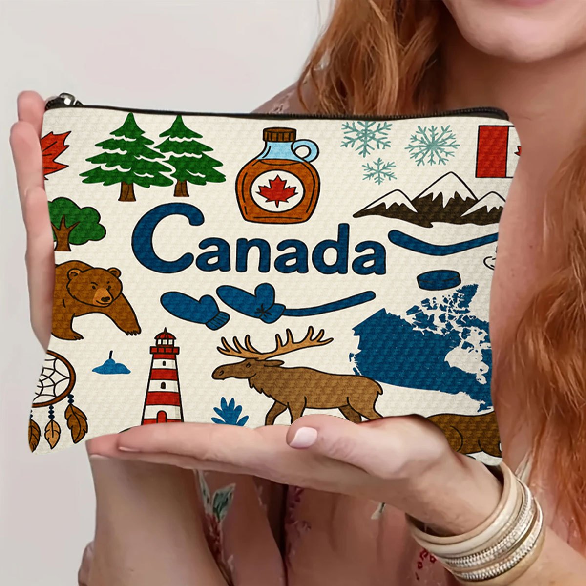 カナダをテーマにした化粧品バッグ - 女性用のかわいい多機能 - Women Bags Canada のレビューと価格