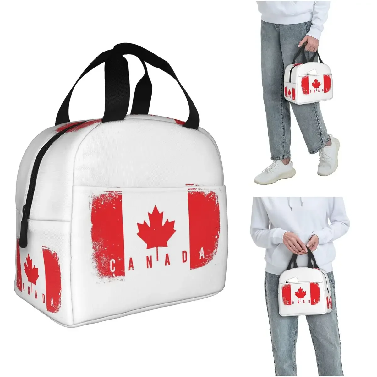 カナダ国旗柄断熱ランチバッグ 女性・子供用 ポータブルフード - Women Bags Canada のレビューと価格