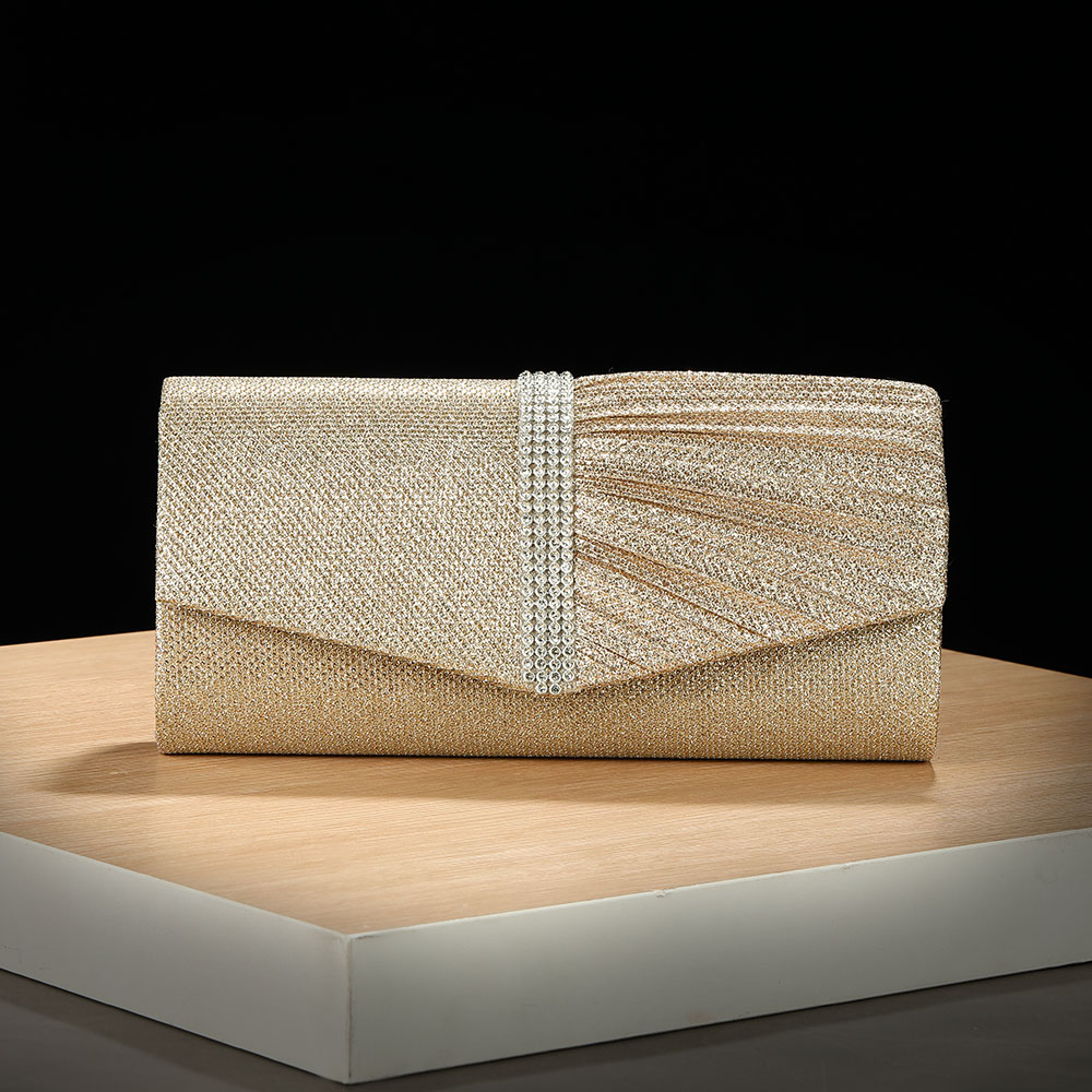 新しいスタイルの金刺繍プリーツイブニングバッグはダイヤモンド - Flap Bag Envelope のレビューと価格