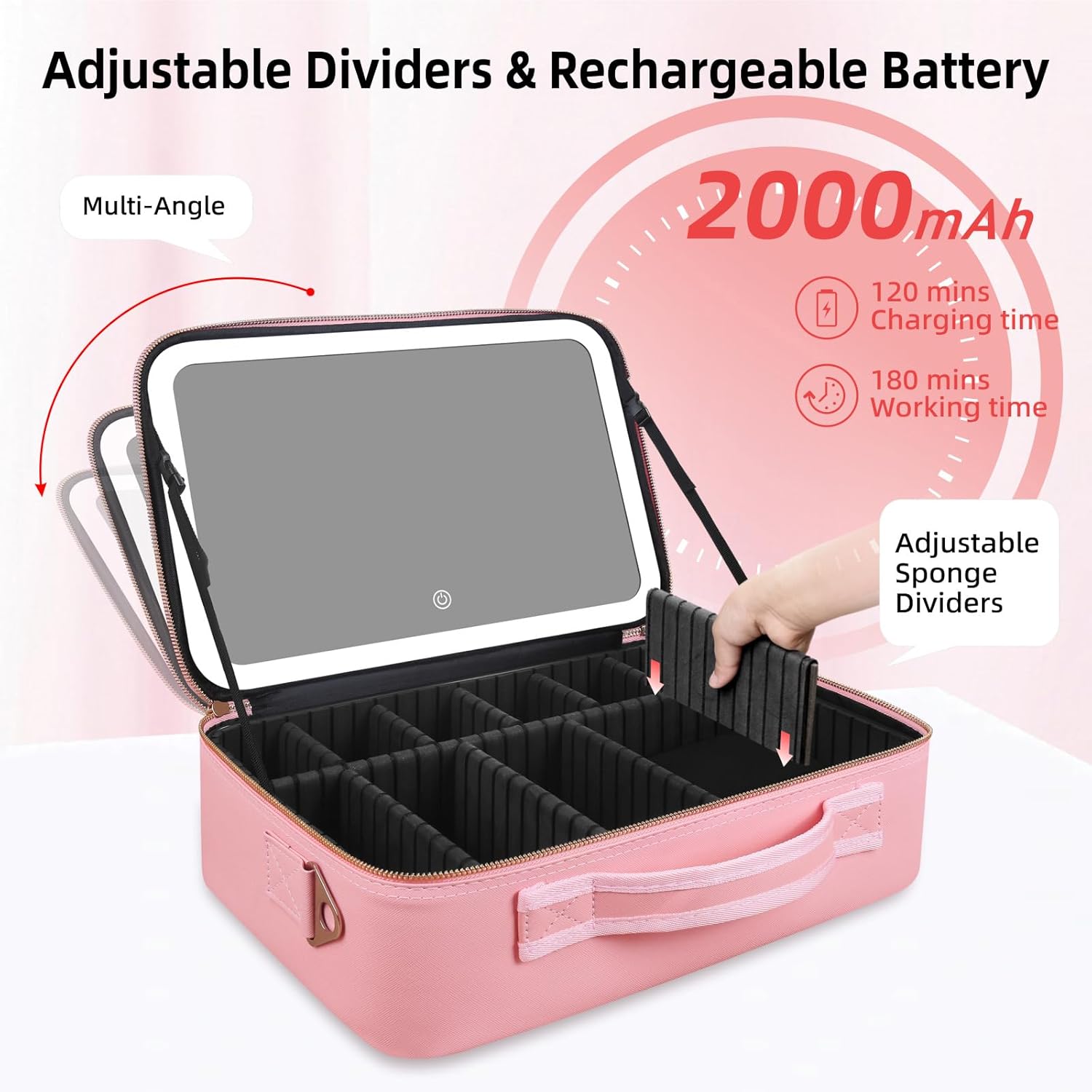 大容量メイクアップバッグ 15インチ×11インチ LEDミラ - Women'S Xl Bags のレビューと価格